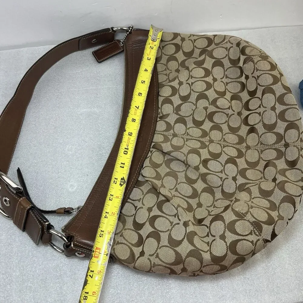 Coach LARGE F13741 Vintage Y2K Soho Hobo Shoulder Bag Beige Signature C Canvas